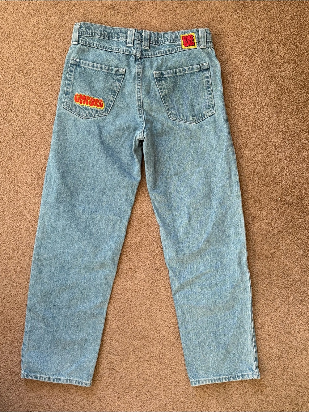 Empyre Youth Straight Leg Light Wash Blue Denim Jeans Size 27 Skate Button/Zip - Picture 3 of 4